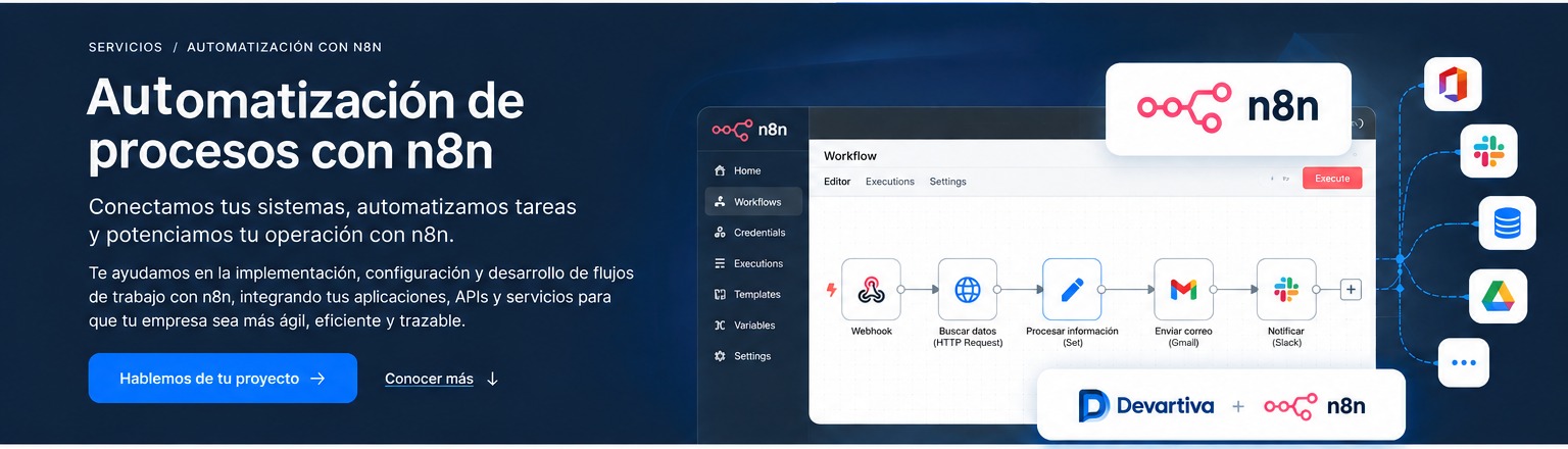 Devartiva implementando automatización con n8n